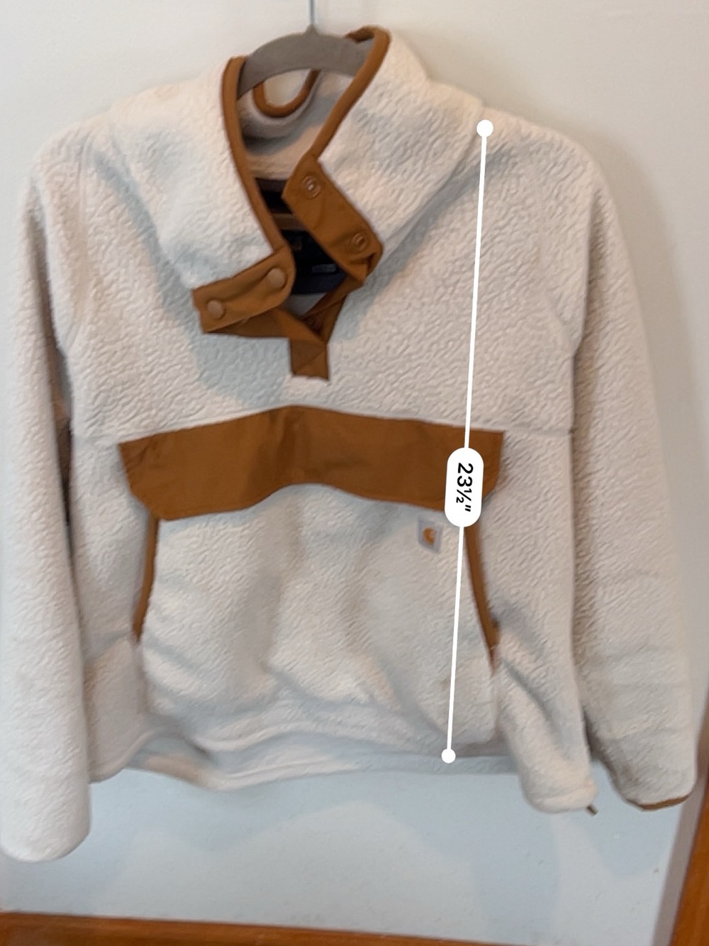 Carhartt Women XL Sherpa Fleece Pullover Cream Brown 104922 Relaxed Fit - Picture 7 of 12